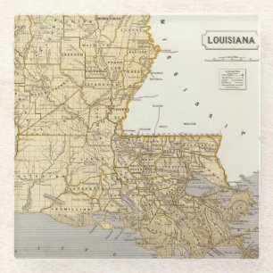 Louisiana Atlas Map Glass Coaster