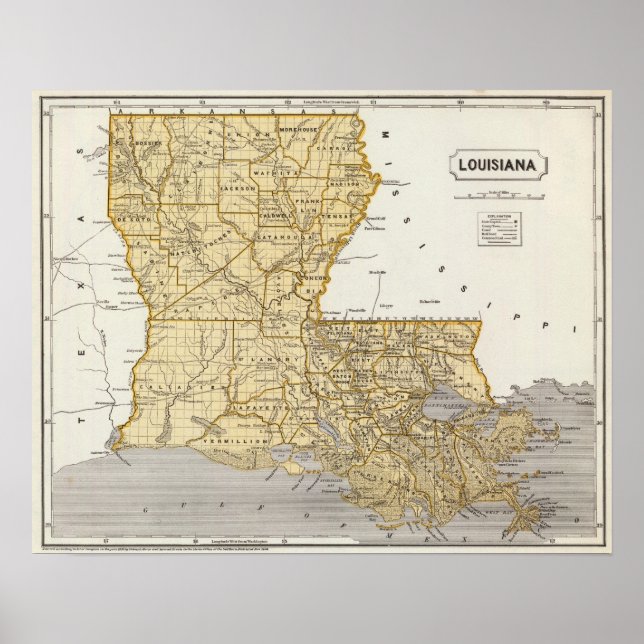 Louisiana Atlas Map Poster (Front)