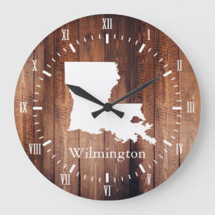 Louisiana Barn Wood Planks White Roman Numeral Large Clock