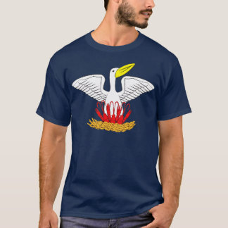 Louisiana Brown Pelican Feeding Crawfish LA Flag  T-Shirt