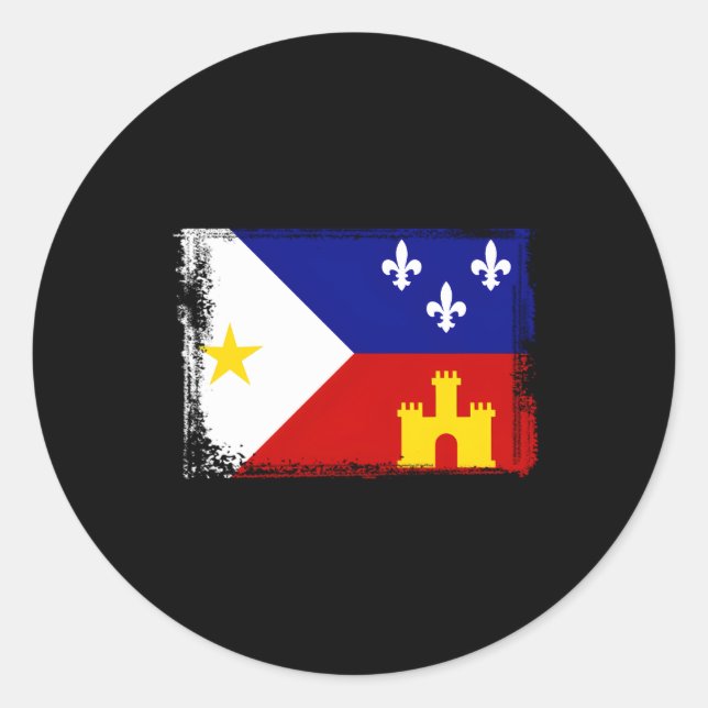Louisiana Cajun Acadiana Flag Classic Round Sticker (Front)