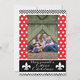 Louisiana Cajun Christmas- Red & Black Design Holiday Card