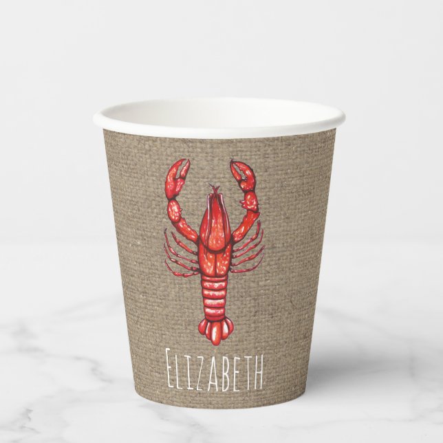 Louisiana Cajun Watercolor Crawfish Christmas Paper Cups (Front)