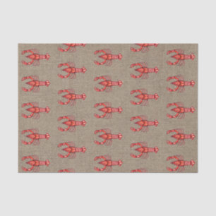 Louisiana Cajun Watercolor Crawfish Faux Burlap Tissue Paper