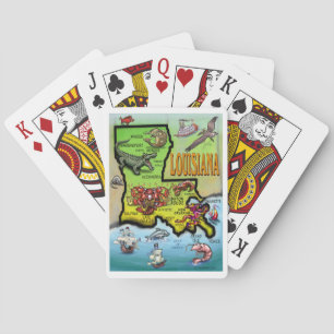 Louisiana Cartoon Map Playing Cards