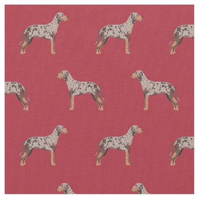 louisiana catahoula leopard dog red fabric (Close Up)