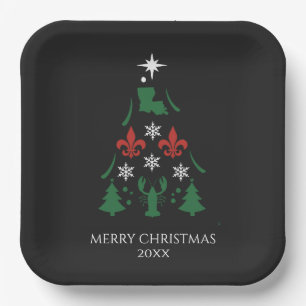 Louisiana Christmas Holiday Cajun  Paper Plate