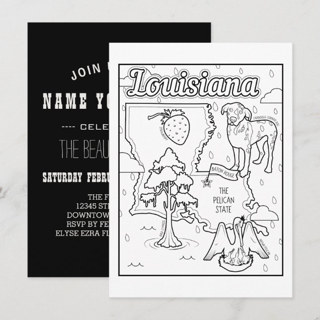 louisiana colour me collage invitation (Front/Back)