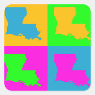 Louisiana Colourful Pop Art Fun State Sticker Set
