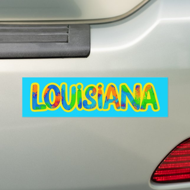 Louisiana Colours of Madi Gras and Spicy Food Bumper Sticker (On Car)