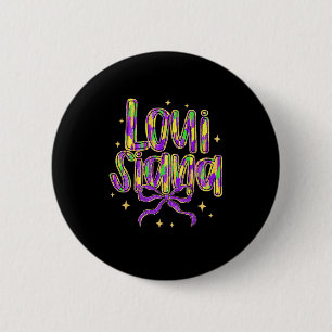 Louisiana Coquette Bow Colourful Mardi Gras Carniv 6 Cm Round Badge