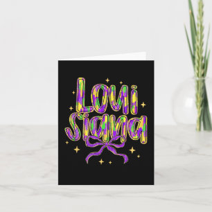 Louisiana Coquette Bow Colourful Mardi Gras Carniv Card