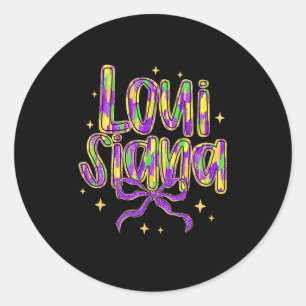 Louisiana Coquette Bow Colourful Mardi Gras Carniv Classic Round Sticker