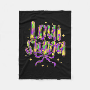 Louisiana Coquette Bow Colourful Mardi Gras Carniv Fleece Blanket