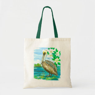Louisiana Eastern Brown Pelican Watercolor Tote Bag