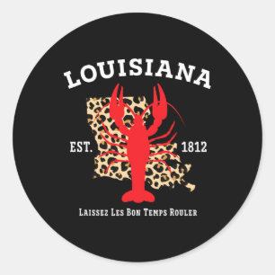 Louisiana Est. 1812 Crawfish Leopard New Orleans M Classic Round Sticker