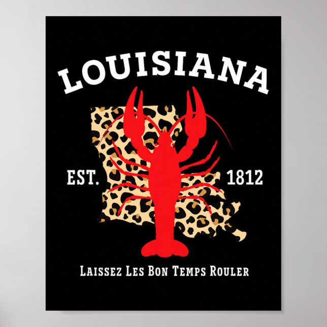 Louisiana Est. 1812 Crawfish Leopard New Orleans M Poster (Front)