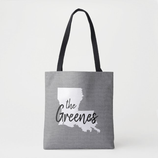 Louisiana Family Monogram State Tote Bag (Front)