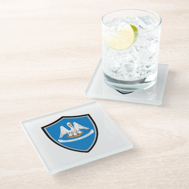 Louisiana flag glass coaster (Angled)