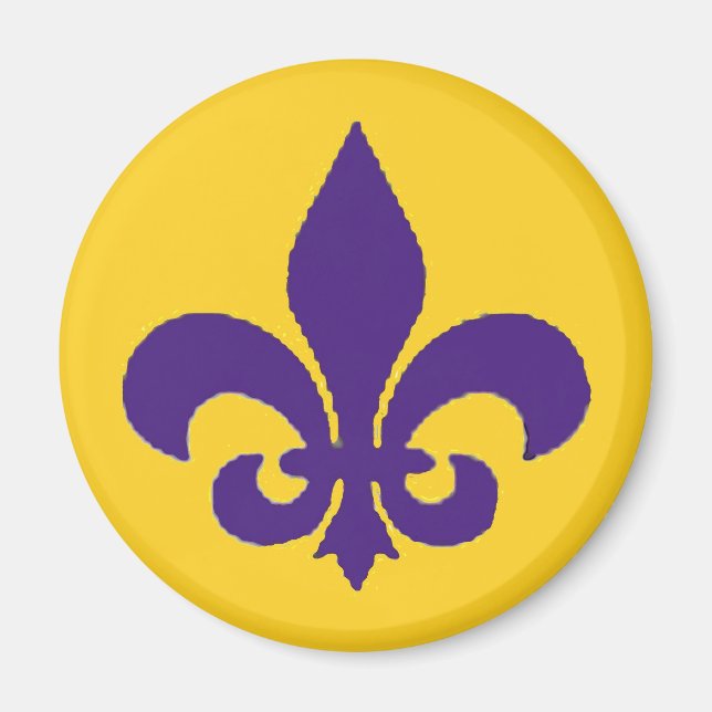 Louisiana Fleur de Lis Purple Gold Magnet (Front)