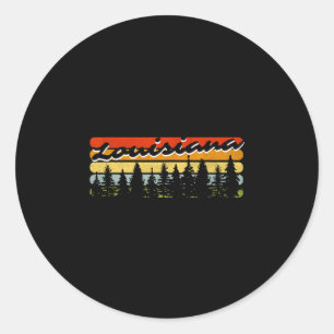 Louisiana Forest Sunset Trees Cabin Theme Souvenir Classic Round Sticker