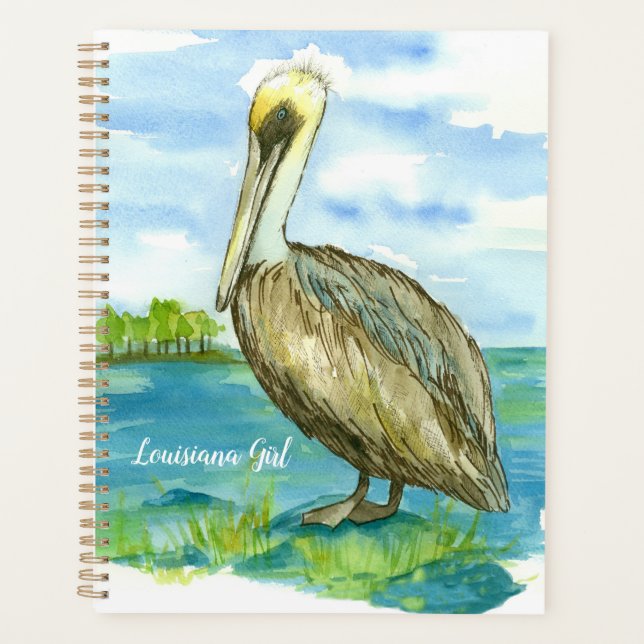 Louisiana Girl Eastern Brown Pelican Bird Planner (Front)