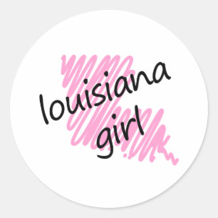 Louisiana Girl with Scribbled Louisiana Map Classic Round Sticker
