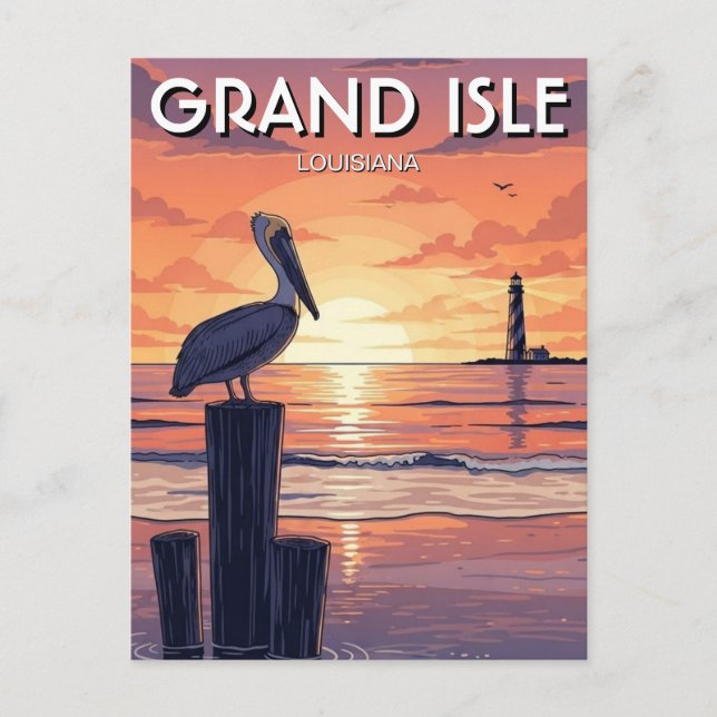 Louisiana Grand Isle Pelican  Postcard (Front)