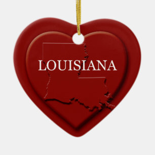 Louisiana Heart Map Christmas Ornament