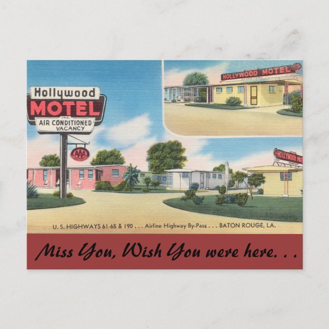 Louisiana, Hollywood Motel, Baton Rouge Postcard (Front)