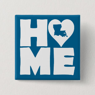 Louisiana Home Heart State Button Badge Pin