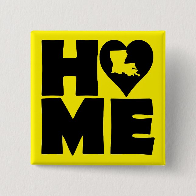 Louisiana Home Heart State Button Badge Pin (Front)