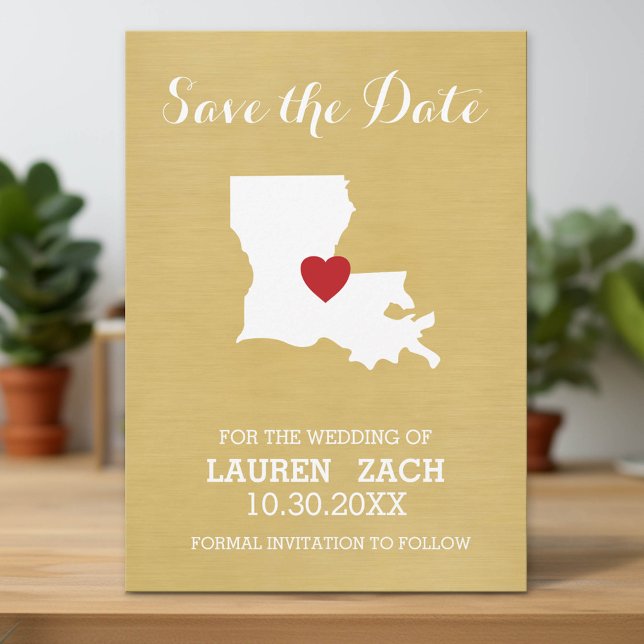 Louisiana Home State Map - Wedding Save the Date (Custom Save the Date Invitation with Download Option)
