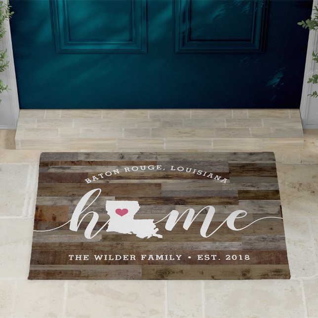 Louisiana Home State Personalised Wood Look Doormat (Creator Uploaded)