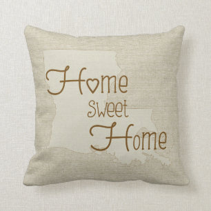 Louisiana-Home Sweet Home burlap-look custom name Cushion