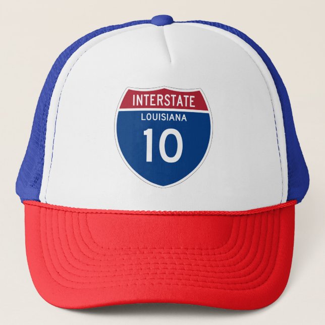 Louisiana LA I-10 Interstate Highway Shield - Trucker Hat (Front)