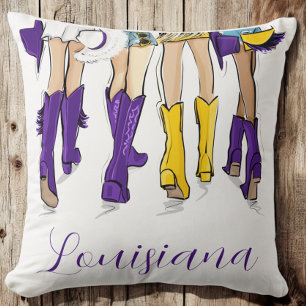 Louisiana Ladies Fashion Cowboy Boot Purple Yellow Cushion
