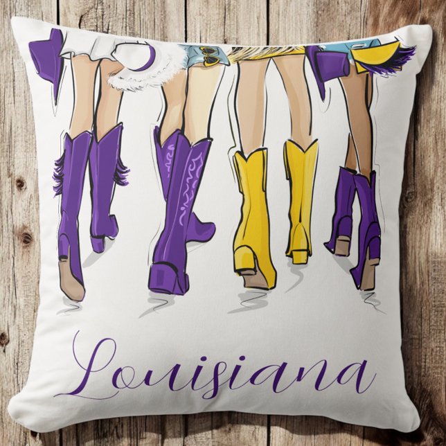 Louisiana Ladies Fashion Cowboy Boot Purple Yellow Cushion (Creator Uploaded)