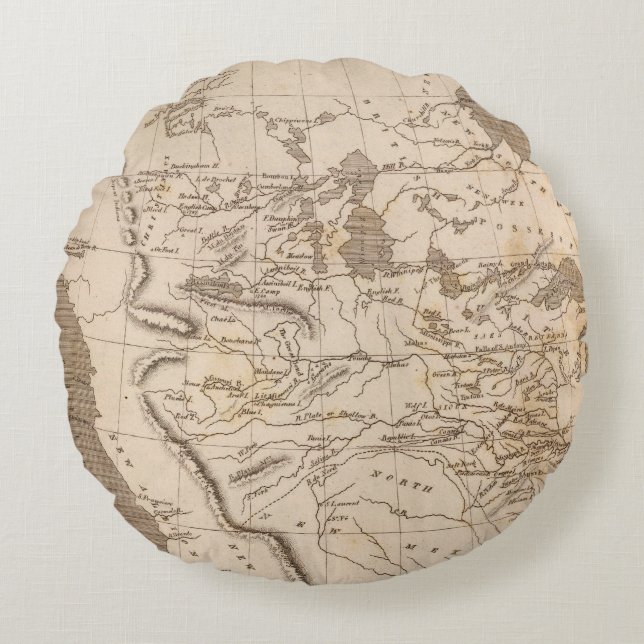 Louisiana Map by Arrowsmith Round Cushion (Front)