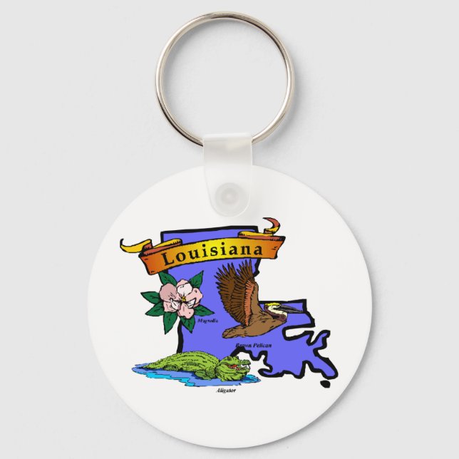 Louisiana Map Key Ring (Front)