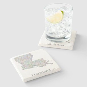 Louisiana map stone coaster