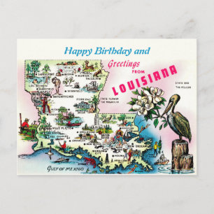 Louisiana Map Vintage Occasion Postcard