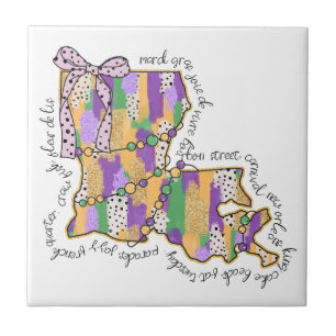 Louisiana Mardi Gras Bourbon Street Carnival  Ceramic Tile