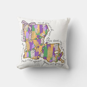 Louisiana Mardi Gras Bourbon Street Carnival  Cushion