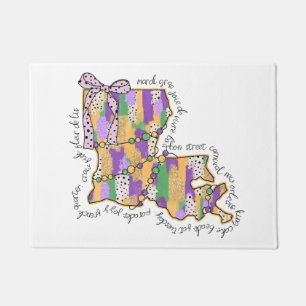 Louisiana Mardi Gras Bourbon Street Carnival Doormat