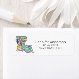 Louisiana Mardi Gras Flag Fun Fleur De Lis Address Return Address Label