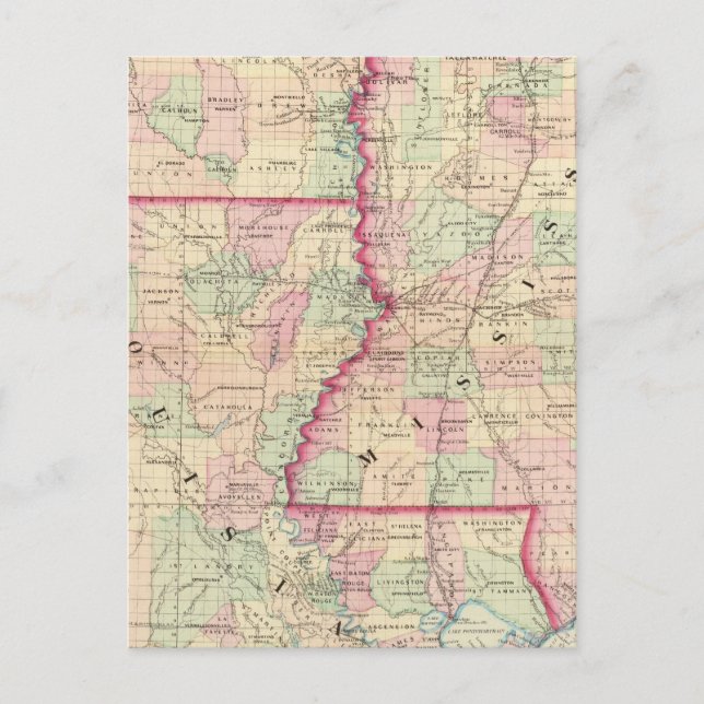 Louisiana, Mississippi Postcard (Front)