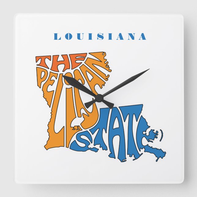 Louisiana Nickname Word Art Square Wall Clock (Front)