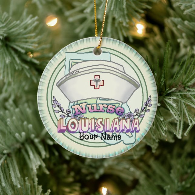 Louisiana Nurse Ceramic Ornament (Tree)