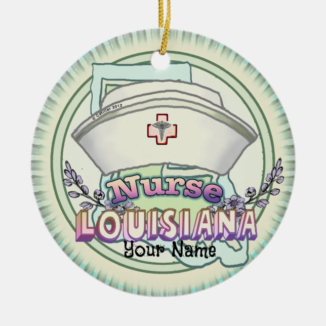 Louisiana Nurse Ceramic Ornament (Front)
